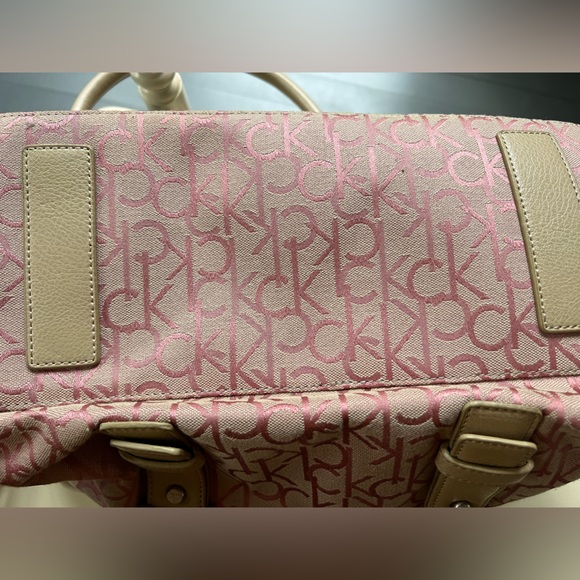 Calvin Klein vintage bag top handle satin pink and tan - Picture 3 of 12